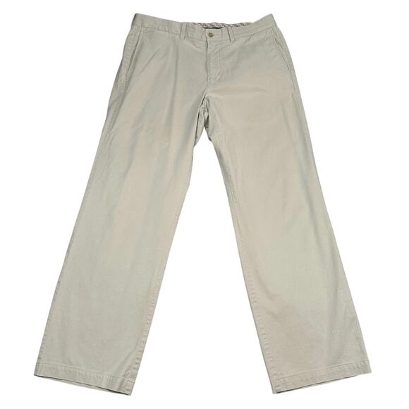 Tommy Bahama Chino Pants Mens 34 Straight Fit Beige Stretch Flat Front Slacks - Picture 1 of 12